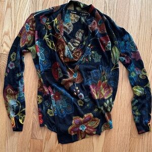 Desigual Women's Cowl Neck Sweater - Black with Multicolor Floral